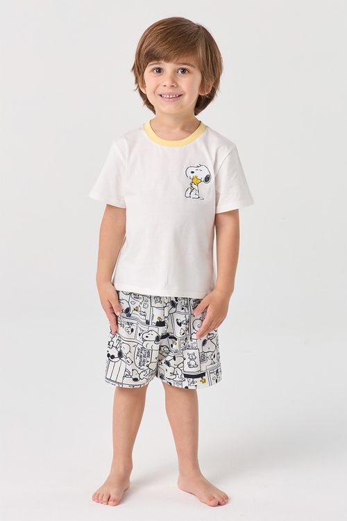 PIJAMA CURTO INFANTIL MENINO - SNOOPY P&B