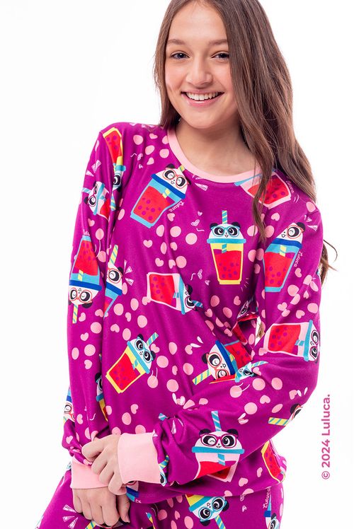 PIJAMA LONGO MOLETINHO PANDAMILK - LULUCA