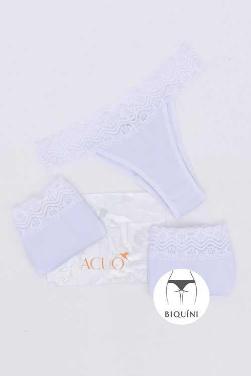 KIT CALCINHA BIQUÍNI TRIO BRANCA