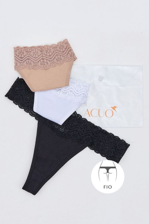 KIT CALCINHA FIO 3 CORES