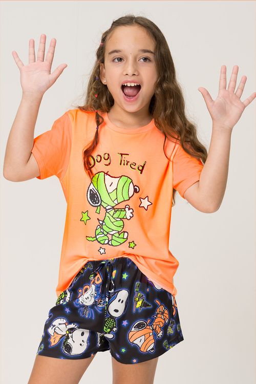 PIJAMA CURTO JUVENIL MENINA - SPOOKY SNOOPY