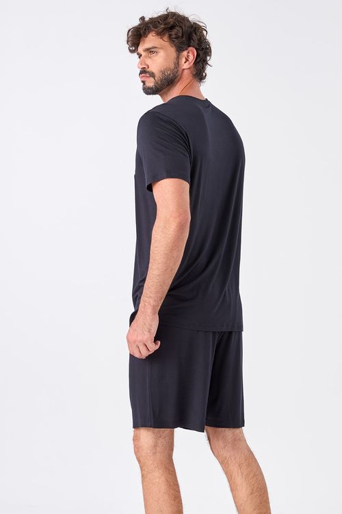 PIJAMA CURTO MASCULINO - CLÁSSICOS DE VISCOSE BLACK