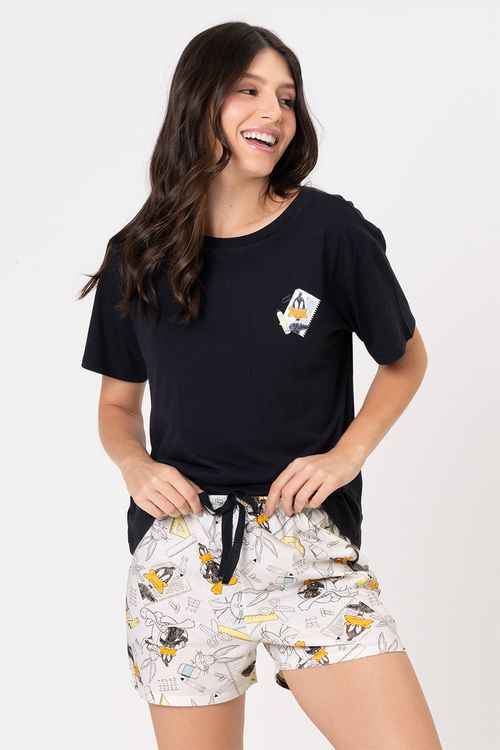 PIJAMA FEMININO DE ALGODÃO - LOONEY GERAÇÃO RAIZ