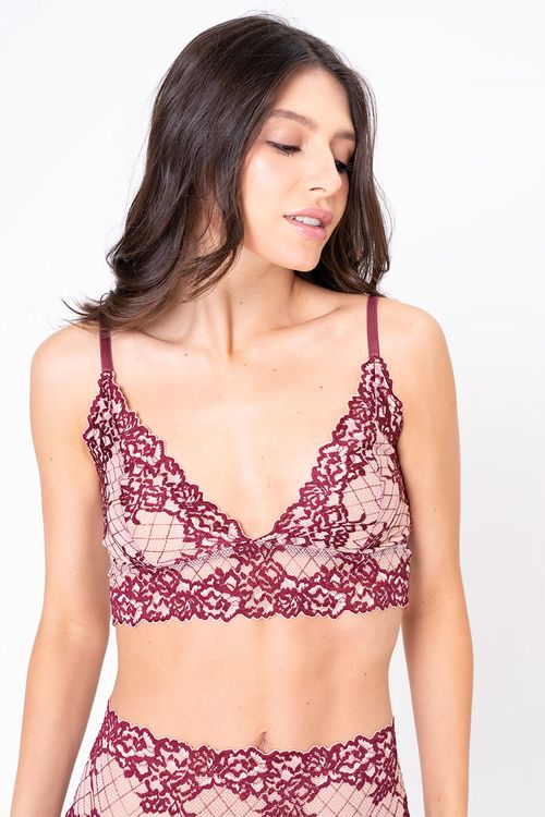 TOP DE RENDA ROSA RUBI - LINGERIE