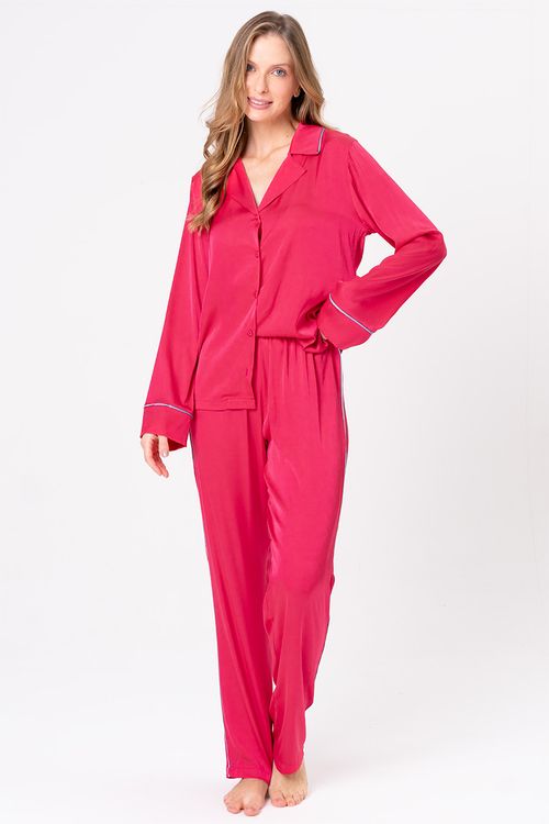 PIJAMA FEMININO AMERICANO LONGO ACETINADO - LIBÉLULA