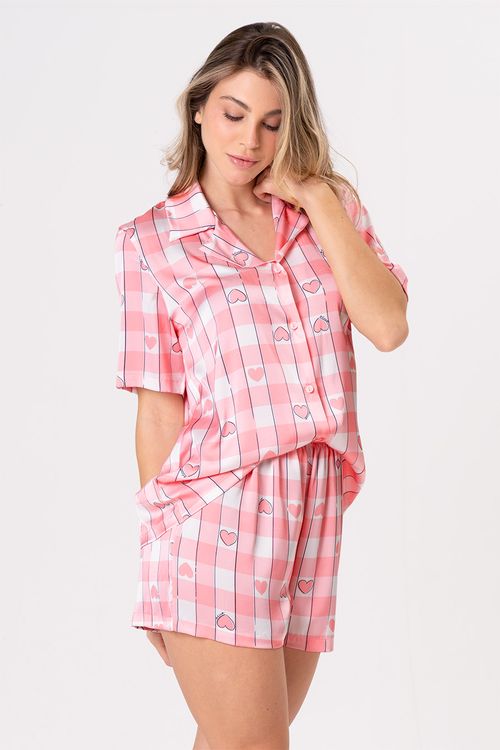 PIJAMA AMERICANO CURTO FEMININO ROSA - PINKNIC