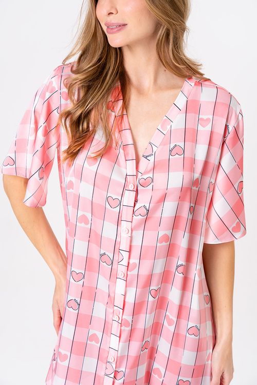 CAMISOLA AMPLA COM ABOTOAMENTO ROSA - PINKNIC