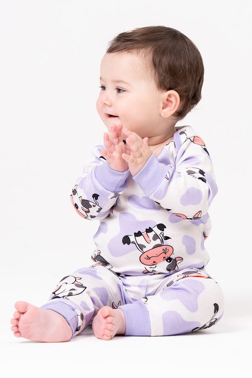 BODY + CALÇA BABY DE RIBANA ESTAMPA VAQUINHA- COOKIES