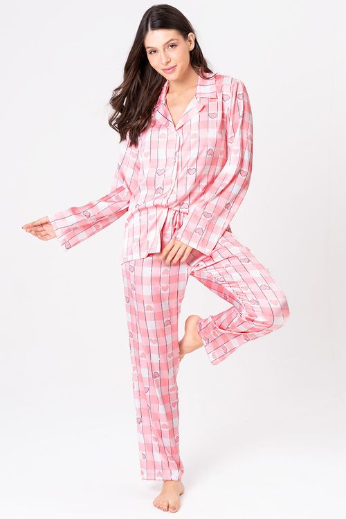 PIJAMA FEMININO AMERICANO ACETINADO LONGO - PINKNIC