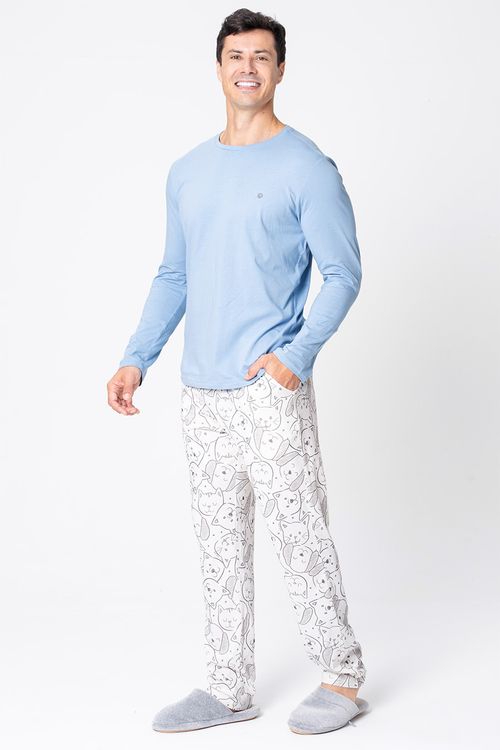 PIJAMA LONGO DE MALHA MASCULINO - PET COLORS