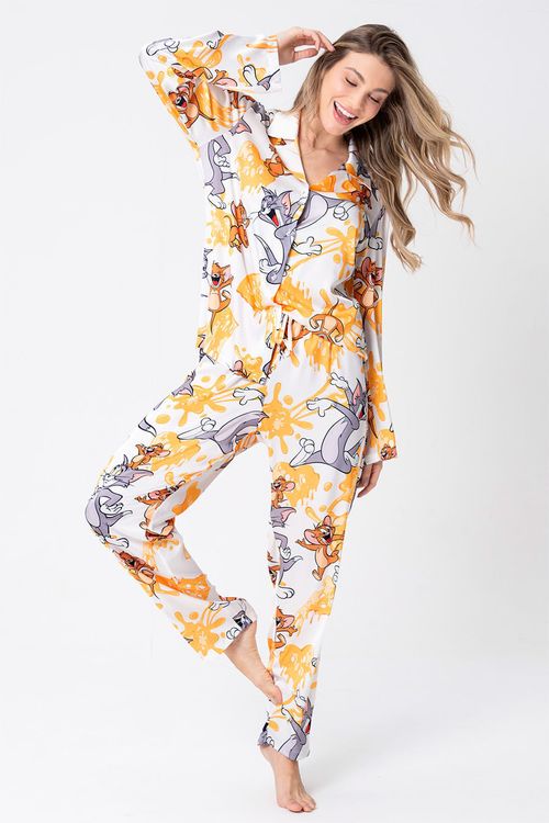 PIJAMA FEMININO AMERICANO LONGO - DIGA CHEESE - TOM E JERRY
