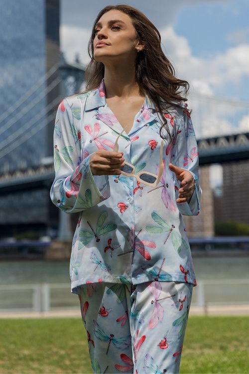 PIJAMA FEMININO AMERICANO ACETINADO - LIBÉLULA