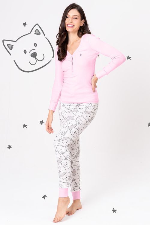 PIJAMA DE RIBANA LONGO - PET COLORS